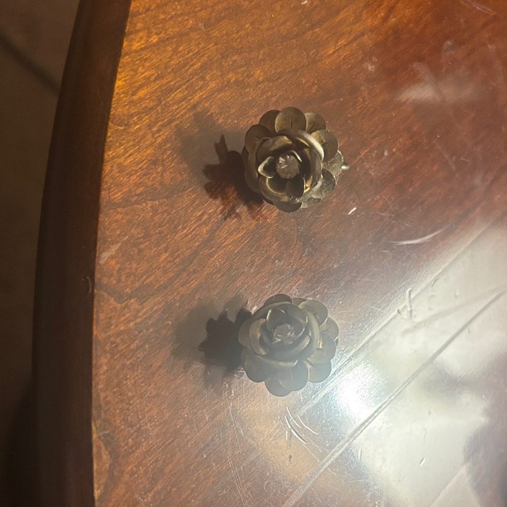 Elegant Floral Brass Earrings